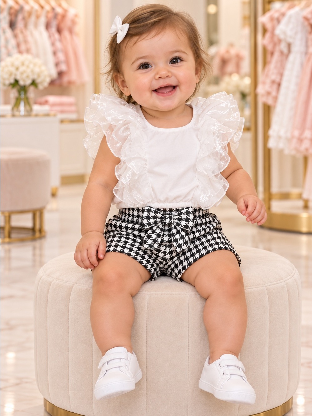 Classic White Baby Bow Hair Clip for Girls by